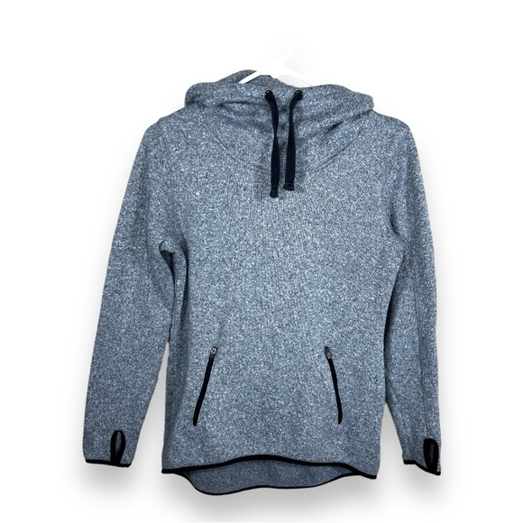 SMALL OLD NAVY GREY FLEECE HOODIE PULLOVER STRETCH ATHLETIC ACTIVEWEAR CASUAL - Picture 1 of 10